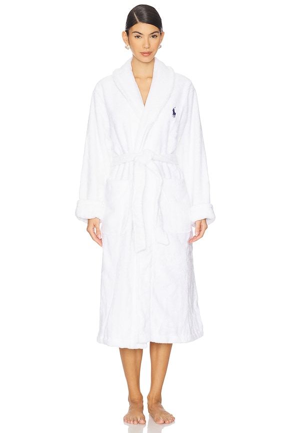 view 2 of 5 Bear Back Robe in White Cloud & Denim Bear