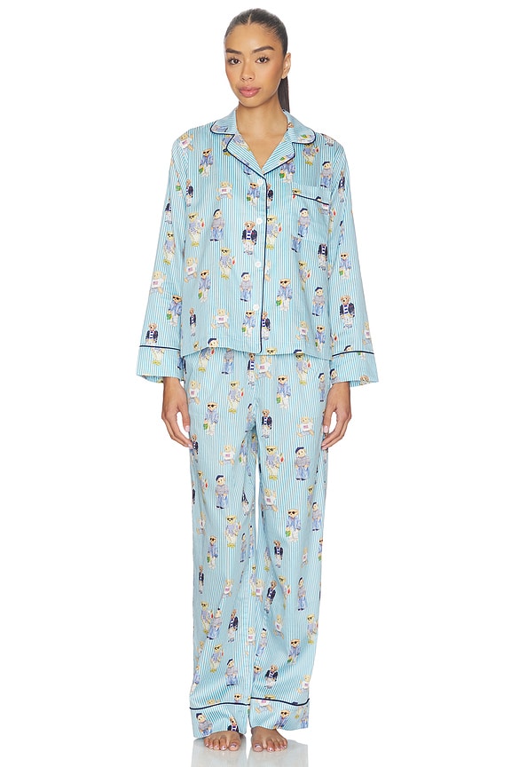 view 2 of 5 Madison Pj Set in Aqua Mist Bear