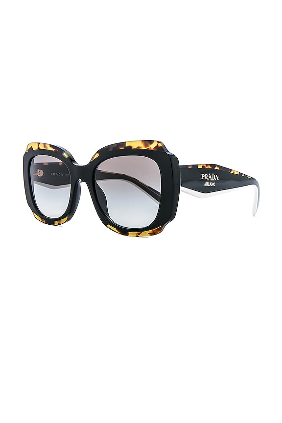 view 2 of 3 SQUARE 선글라스 in Black, Medium Havana, White, & Dark Grey