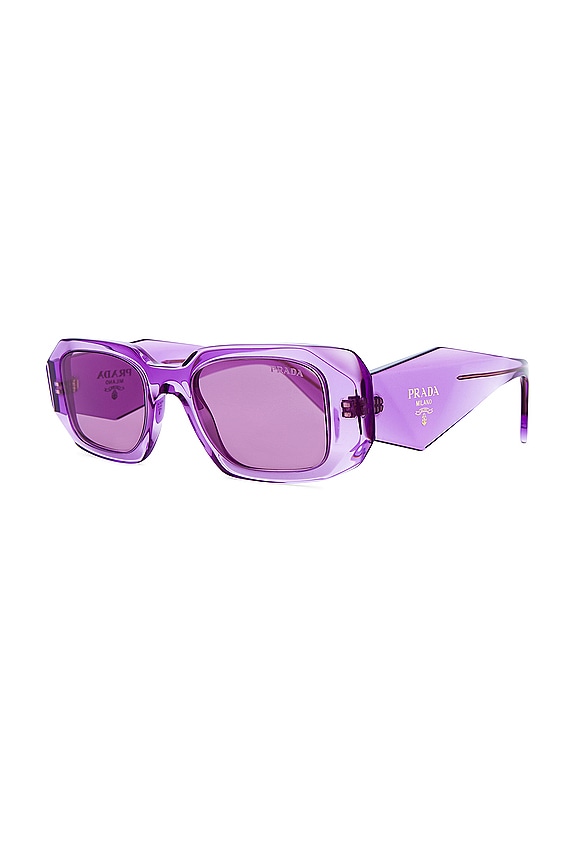 view 2 of 3 Rectangle Sunglasses in Transparent Amethyst