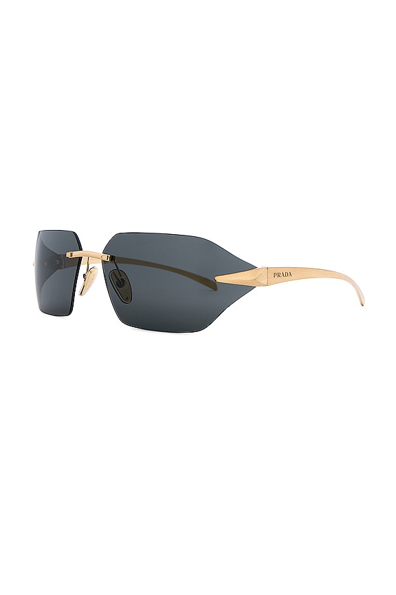 view 2 of 3 Rectangular Sunglasses in Satin Yellow Gold