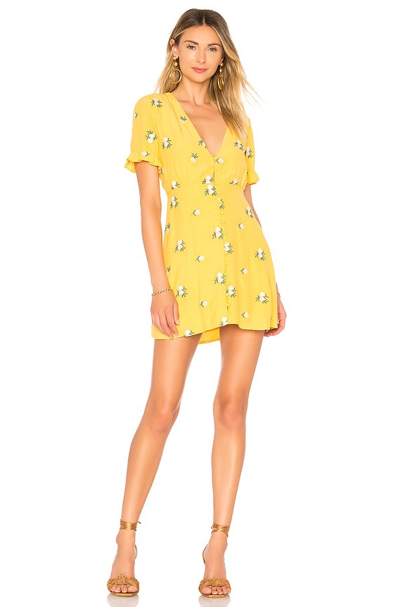 view 1 of 3 Daffodil Embroidered Mini Dress in Sunny Yellow