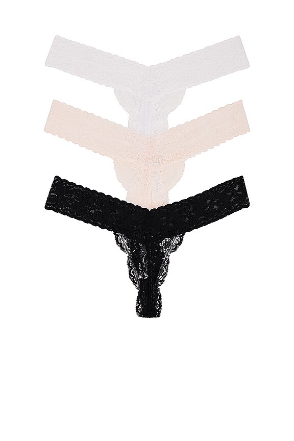 view 2 of 6 Violet Lace Thong 3 Pack in Neutral