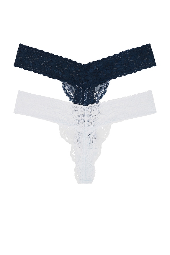 view 2 of 6 Violet Lace Thong 2 Pack in Blue