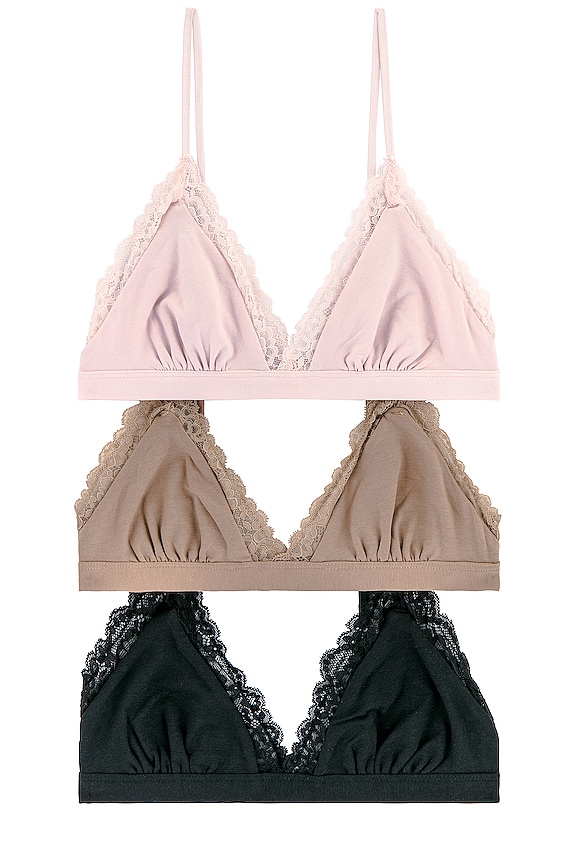 view 1 of 6 Abigail Bralette 3 Pack in Black, Peony, Roebuck in Black Peony Roebuck