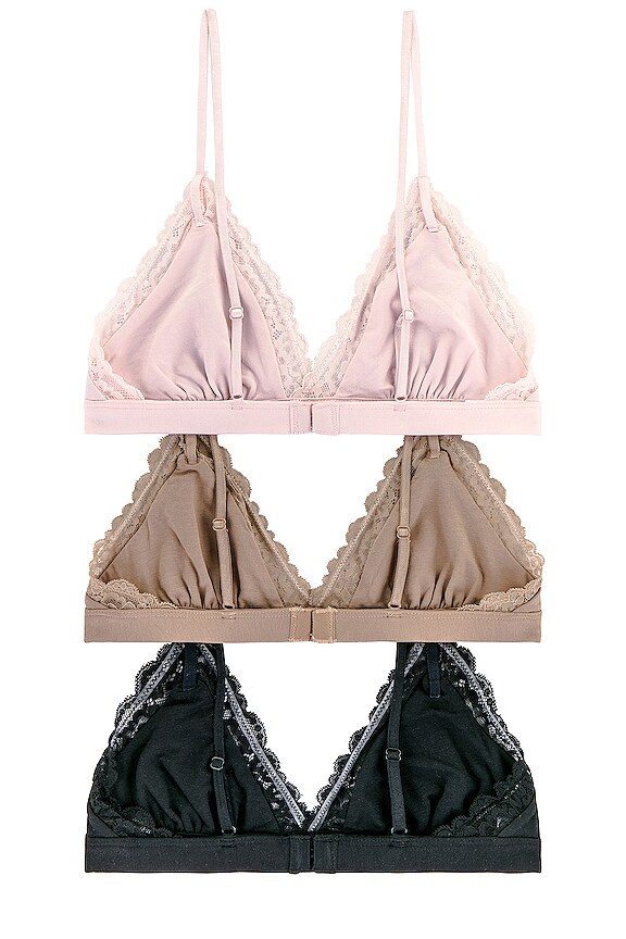 view 2 of 6 Abigail Bralette 3 Pack in Black, Peony, Roebuck in Black Peony Roebuck