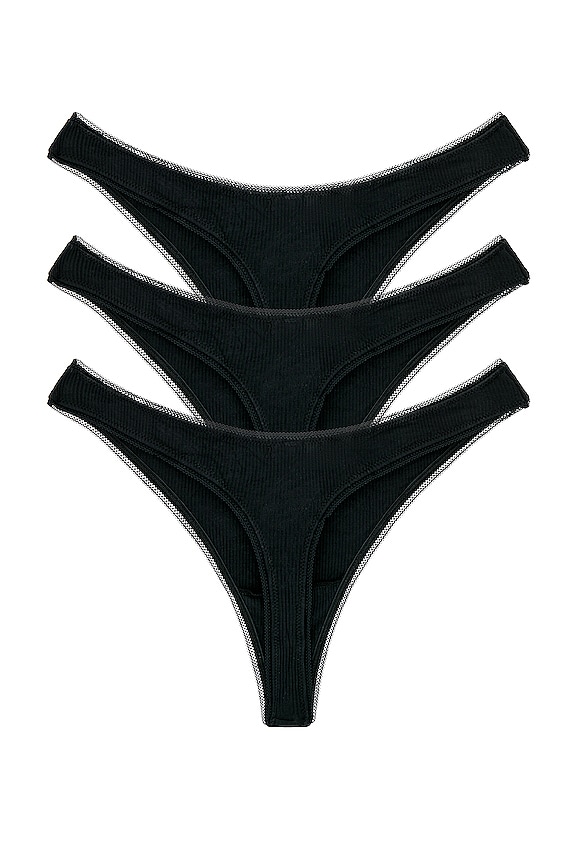 view 2 of 6 Sabrina Thong 3 Pack in Black