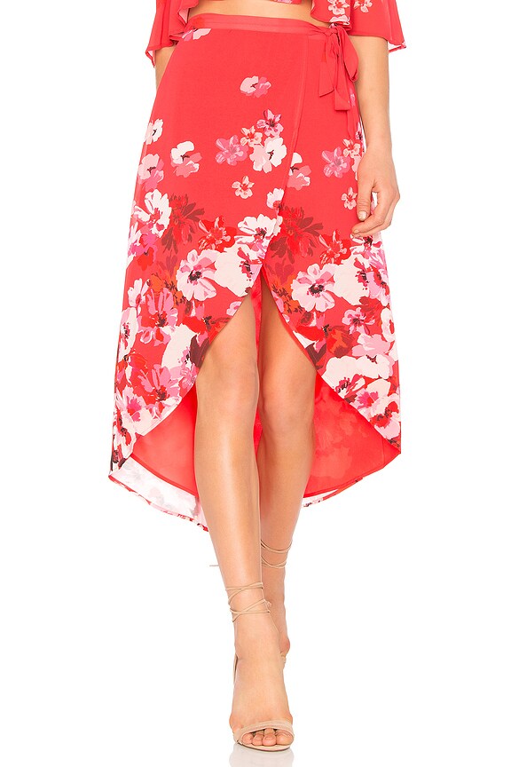 view 1 of 4 Java Wrap Skirt in Red Cascade Floral