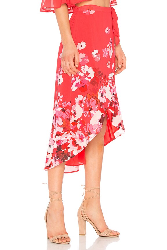 view 2 of 4 Java Wrap Skirt in Red Cascade Floral