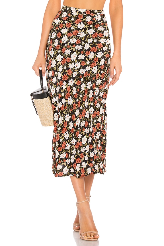 view 1 of 4 Kimmie Midi Skirt in White & Red Rose