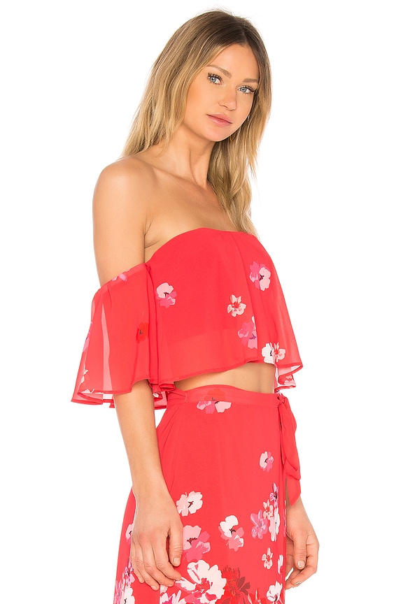 Window 98 Red Privacy Please Court top in Red Cascade Floral | REVOLVE