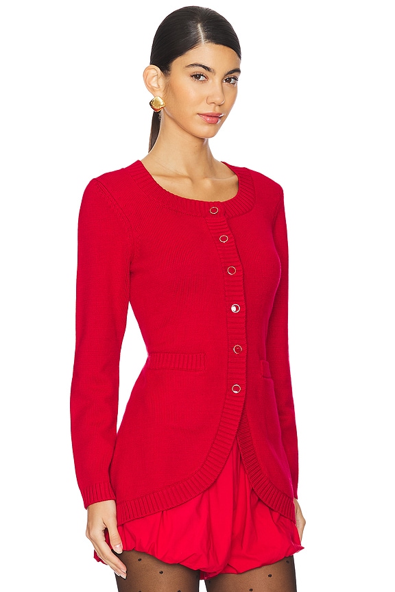 view 2 of 4 Sabrina Long Sleeve Cardigan in Ruby