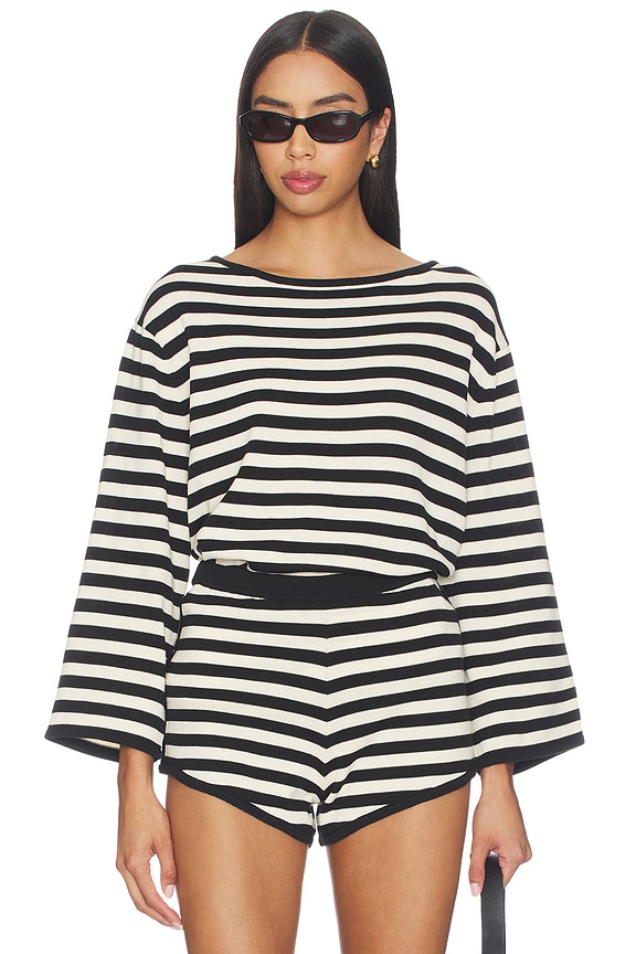 view 1 of 5 Darcy Long Sleeve Top in Cream & Black