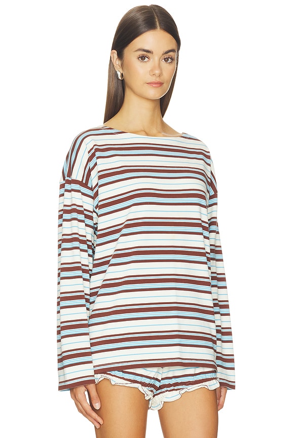 view 2 of 5 Nadine Top in Chocolate Multi Stripe