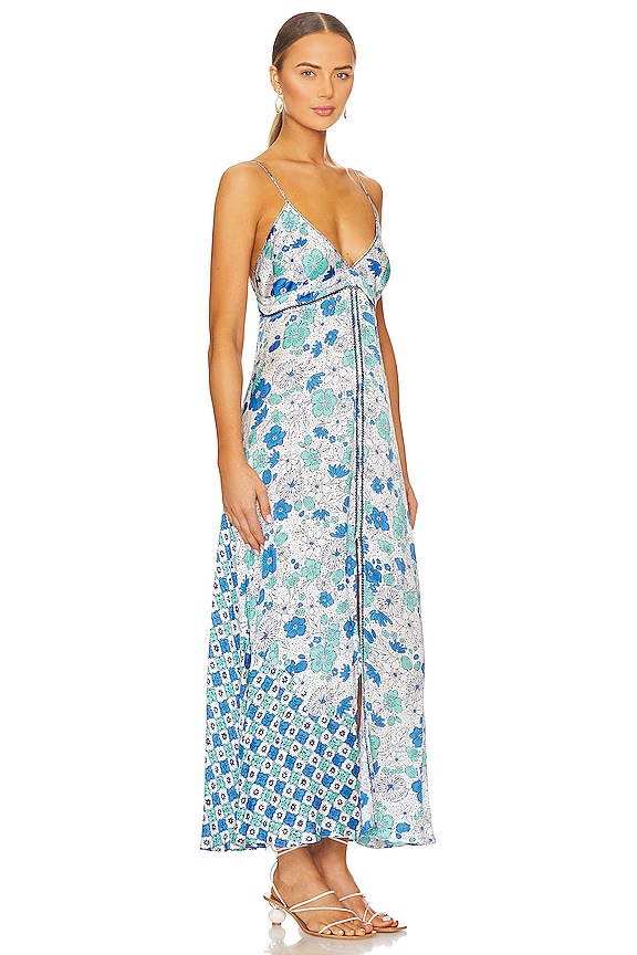 view 2 of 3 DENISE 미디 원피스 in WHITE GREEN DIAGONAL BATIK