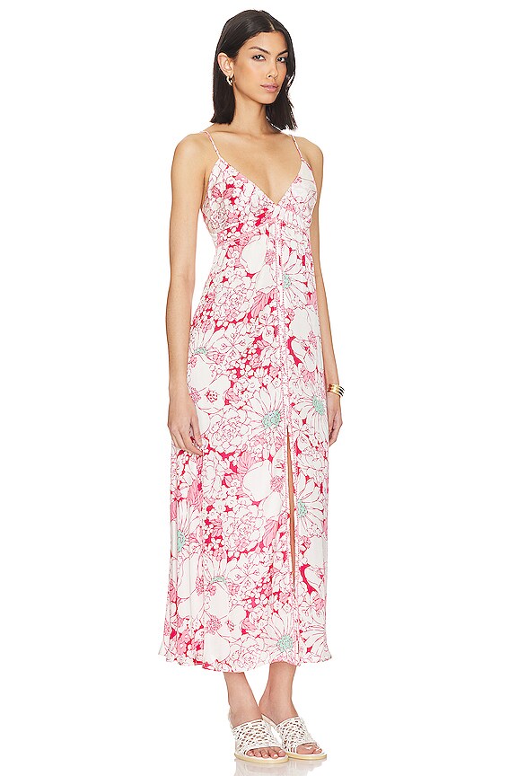 view 2 of 3 VESTIDO MIDI DENISE in PINK MACRO 70'S GARDEN