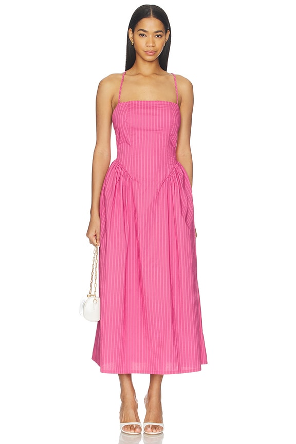 view 2 of 4 Sadee Open Back Dress in Magenta Stripe