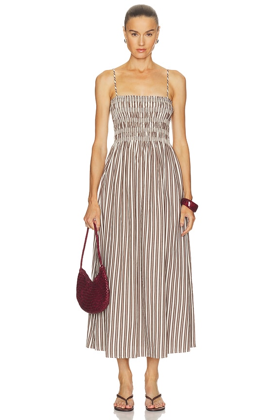view 1 of 4 Bianca Shirred Dress in Java Stripe