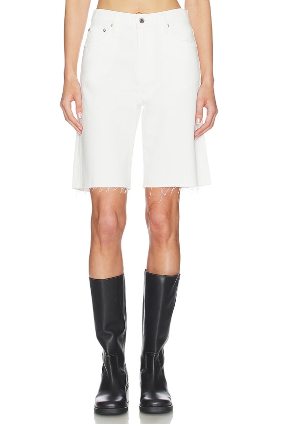 view 1 of 6 Nolan Relaxed Straight Cut Off Shorts in Paper White
