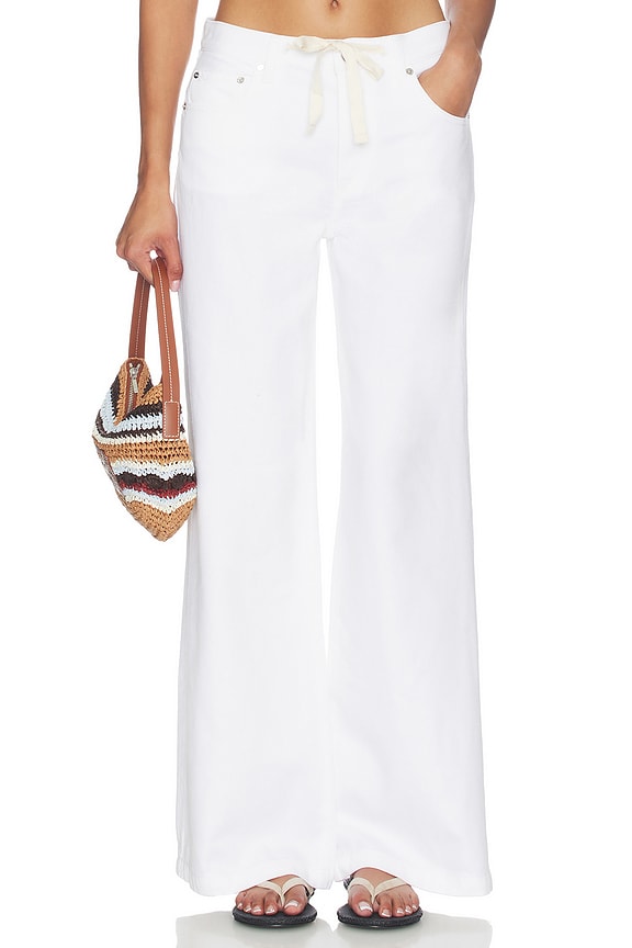 view 1 of 6 Jadyn Low Slung Palazzo Jeans With Drawcord in Optic White