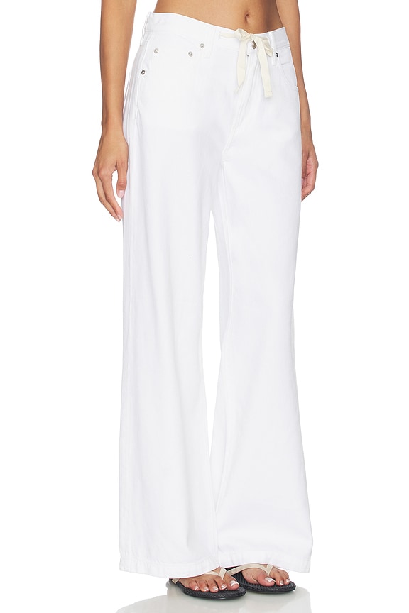 view 2 of 6 Jadyn Low Slung Palazzo Jeans With Drawcord in Optic White