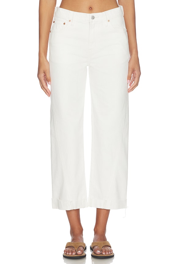 view 2 of 7 Kacey Mid Rise Cuffed Boyfriend Jeans in Optic White
