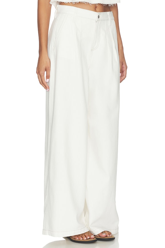 view 2 of 6 Delphine Pleated Wide Leg Jeans in Off-white