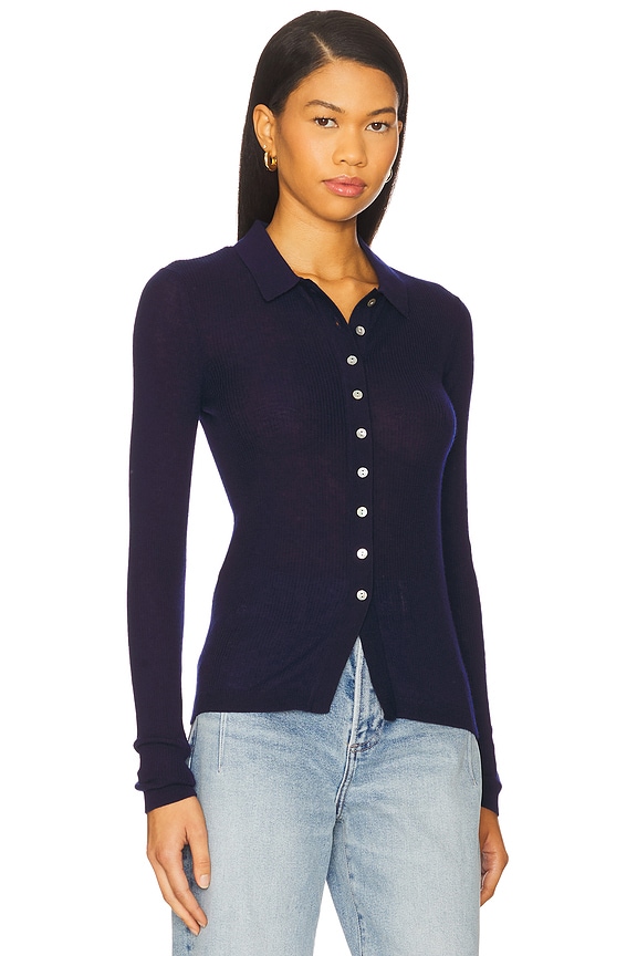view 2 of 4 Korey Fitted Rib Cardigan in Navy
