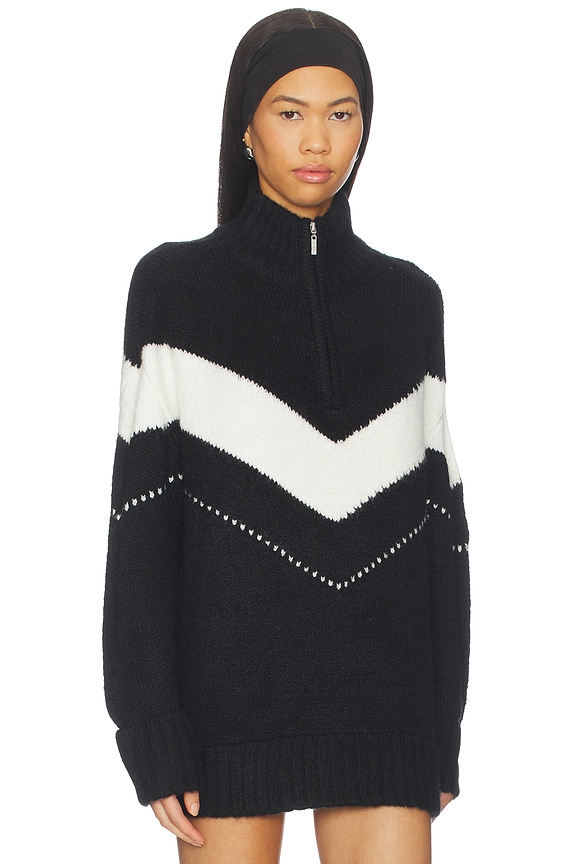 view 2 of 4 Arden Chevron Color Block Sweater in Black & Vanilla Ice