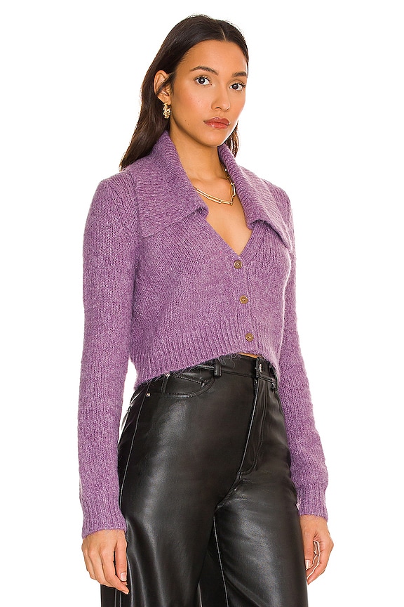 view 2 of 4 Lenore Collared Crop Cardigan in Orchid
