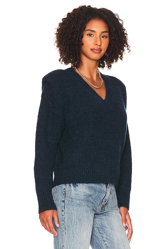 view 2 of 4 Camille V Neck Shoulder Pad Sweater in Marina