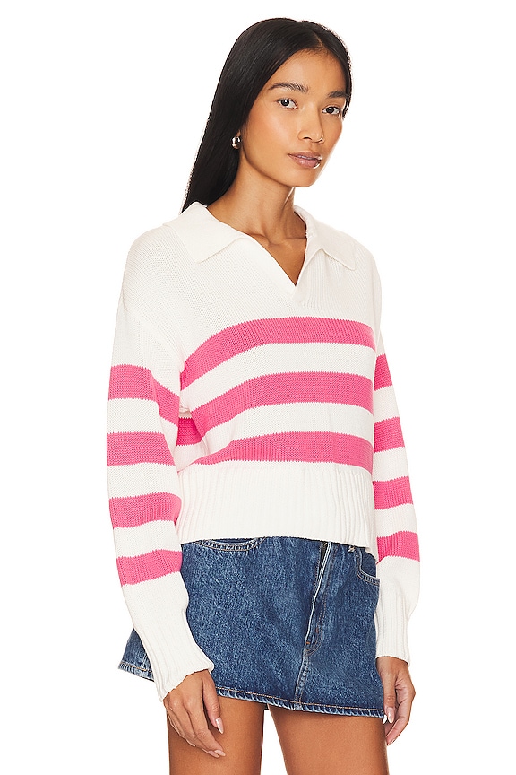 view 2 of 4 JERSEY TIPO POLO ARLO in Flamingo & White Stripe