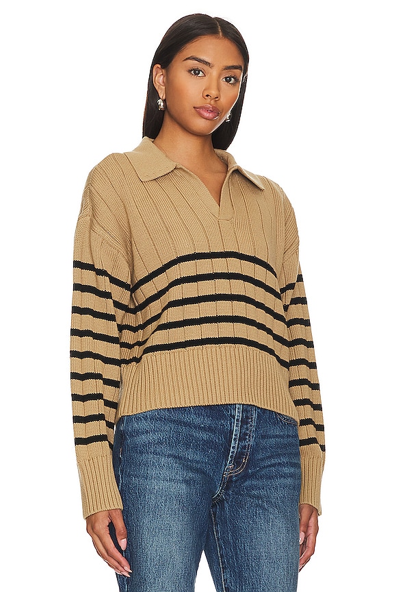 view 2 of 4 Arlo Polo Sweater in Tan Noir Stripe