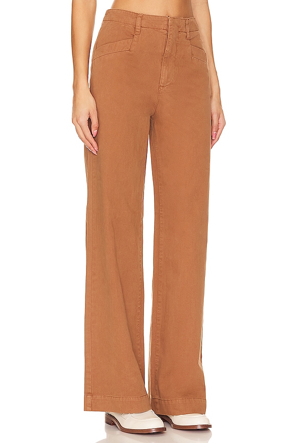 view 2 of 4 PANTALON JAMBES LARGES TAILLE HAUTE JASMINE in Sepia