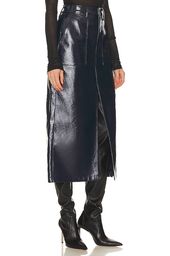 view 2 of 4 Alice Utility Midi Skirt in Navy Sky Vinyl