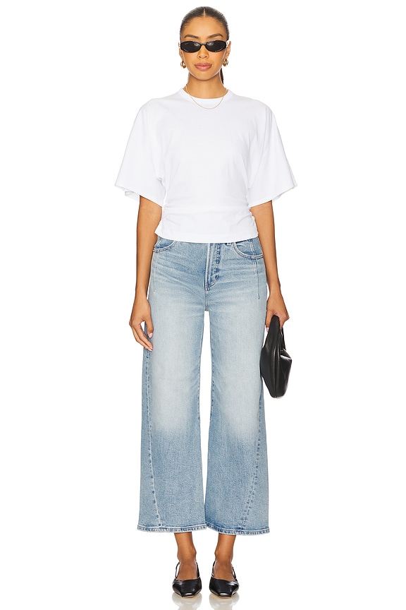 PISTOLA Veronica Drop Shoulder Cinched Tee in Le Blanc | REVOLVE