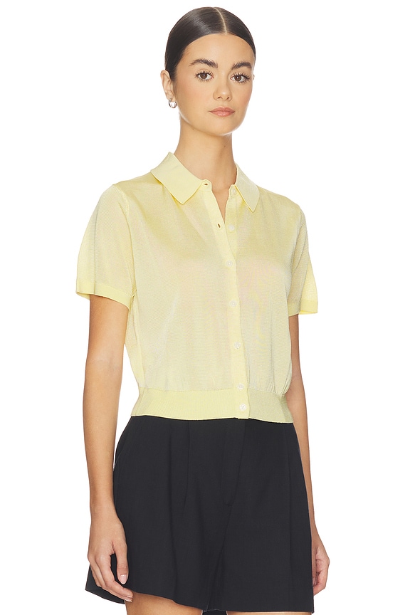 view 2 of 4 Lucca Short Sleeve Polo Sweater Top in Pale Yellow