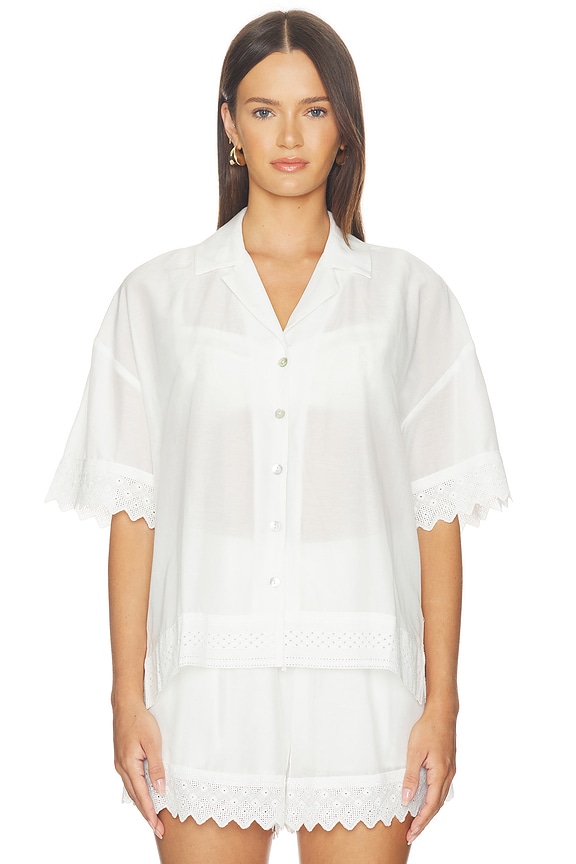 view 2 of 6 Maliah Silk Blend Camp Shirt in Soft White