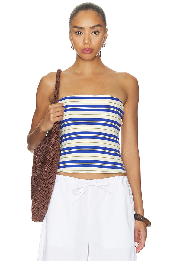 view 1 of 4 Beverly Tube Top in Egyptian Blue Stripe