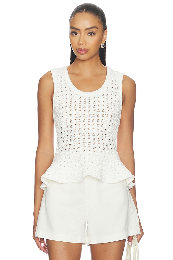 view 1 of 5 Anna Peplum Sweater Tank in White