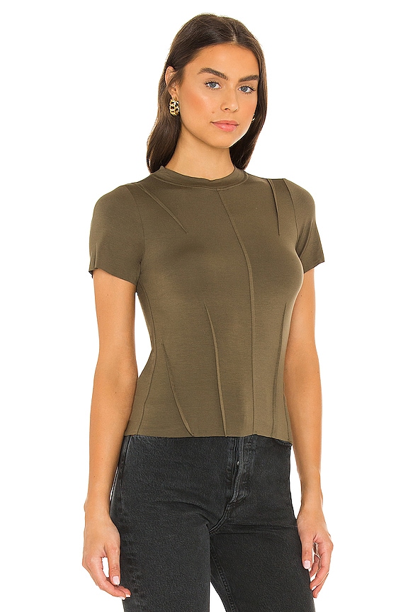 view 2 of 4 Ingrid Short Sleeve Pintuck Tee in Juniper