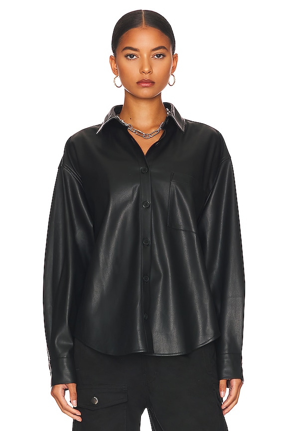 PISTOLA Sloane Oversized Button Down Shirt in Slate Black | REVOLVE