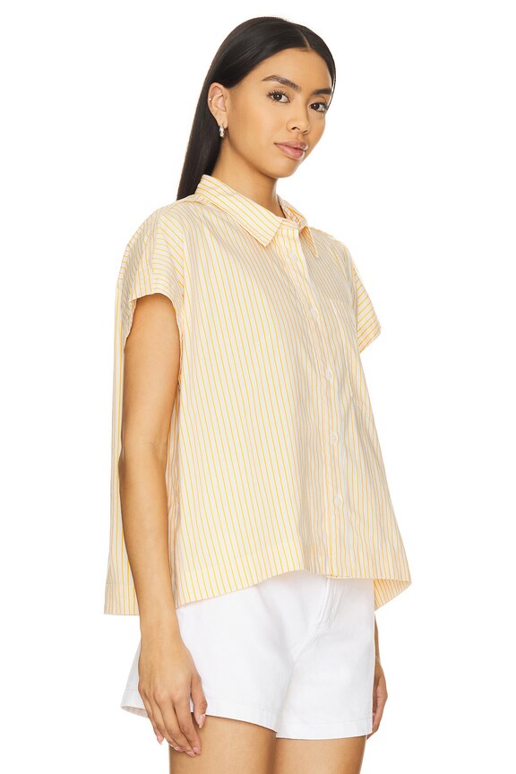 view 2 of 5 Cara Button Up Top in Marigold Stripe