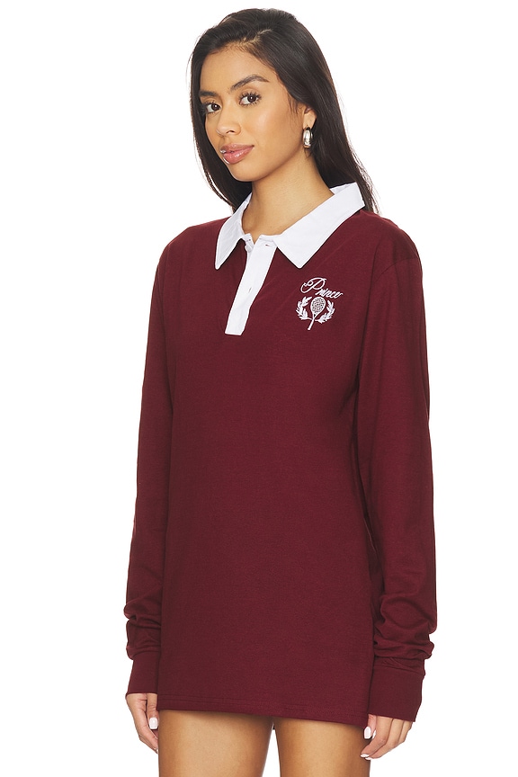 view 2 of 5 Button Up Rugby Shirt in Burgundy