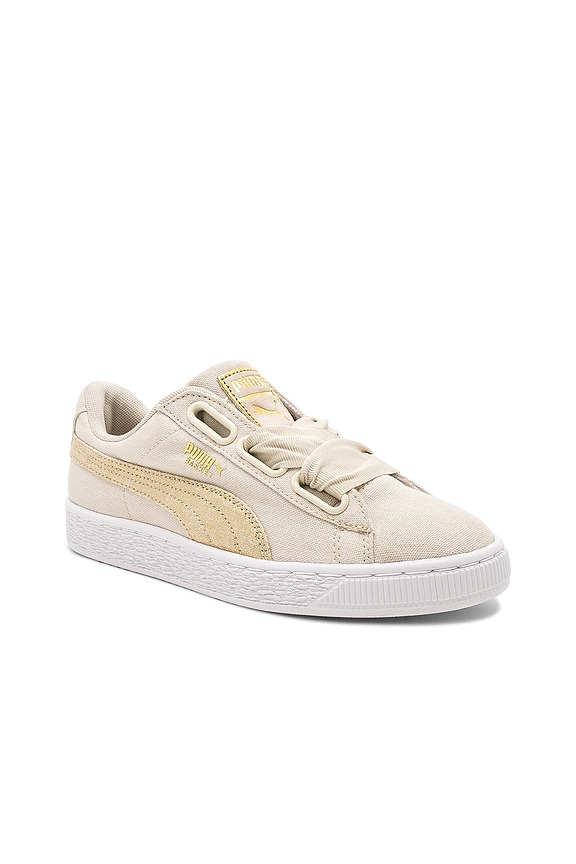 view 2 of 6 Basket Heart Canvas Sneaker in Birch, Puma White & Team Gold