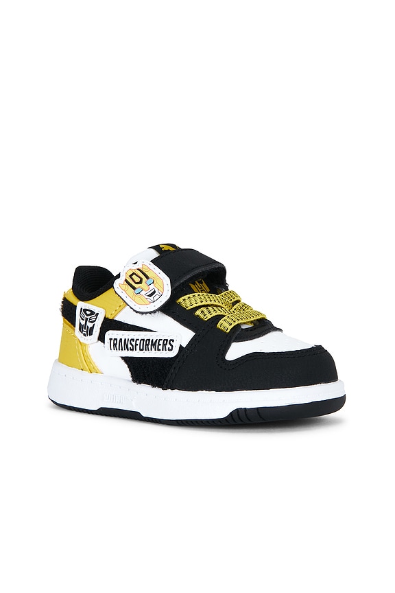 view 2 of 6 Toddler Rebound Slam Lo Transformers Sneaker in Puma White, Puma Black, & Bright Mango Yellow