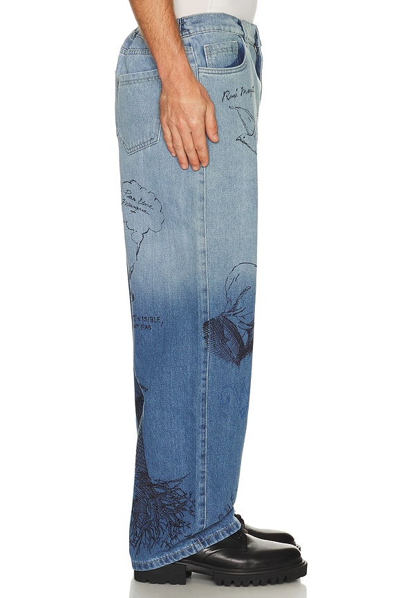 view 2 of 6 PANTALONES DE MEZCLILLA SKETCH PRINT in Blue