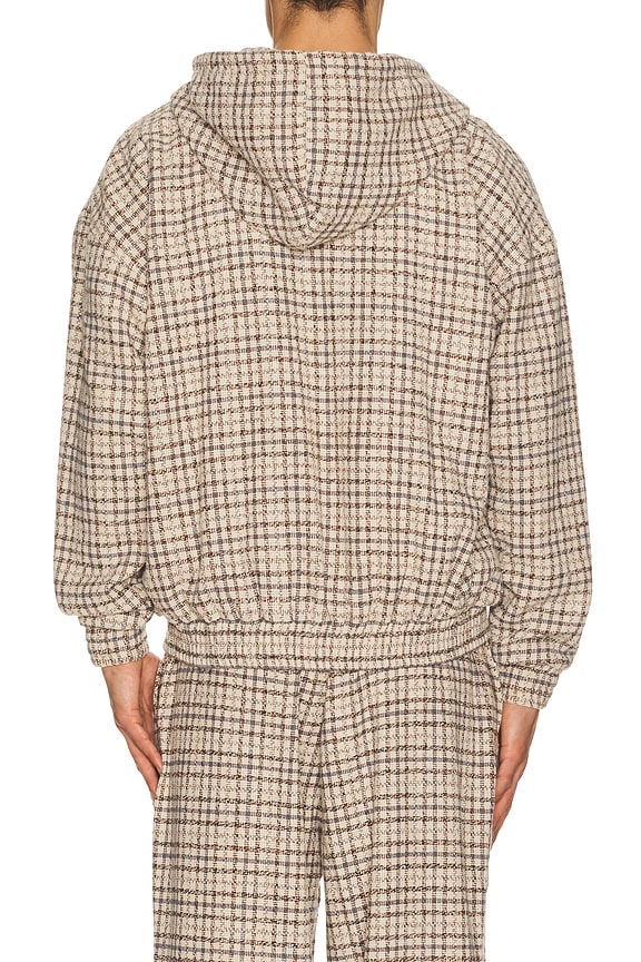 view 2 of 5 Check Zipper Hoodie in Beige