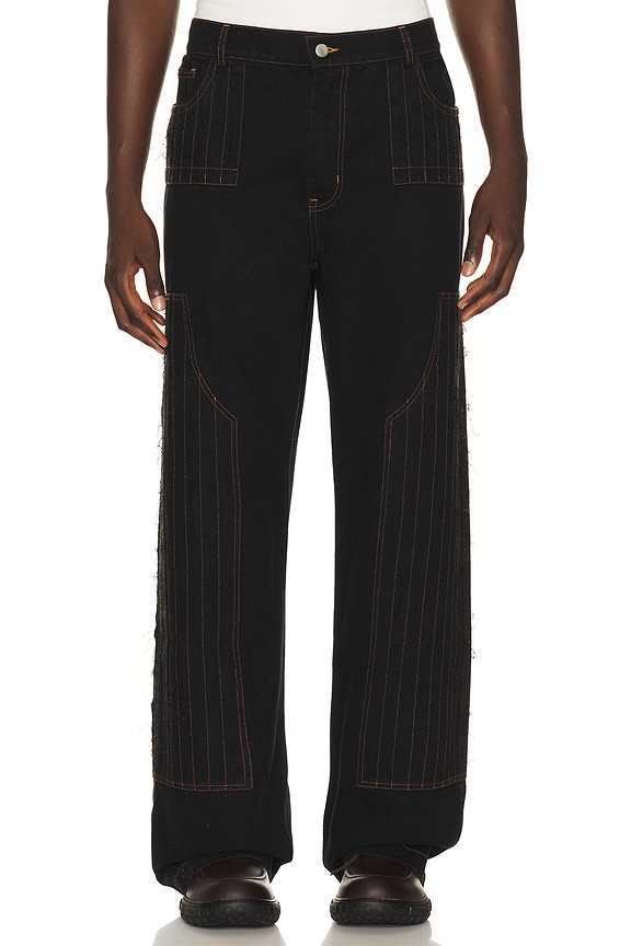 view 1 of 5 PANTALON CHARPENTIER DISTRESSED PATCH in Black