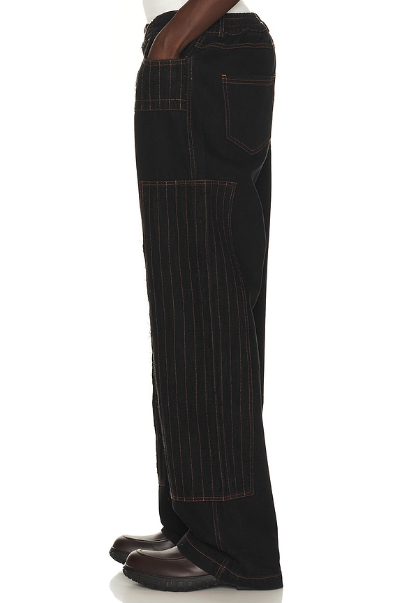 view 2 of 5 PANTALON CHARPENTIER DISTRESSED PATCH in Black